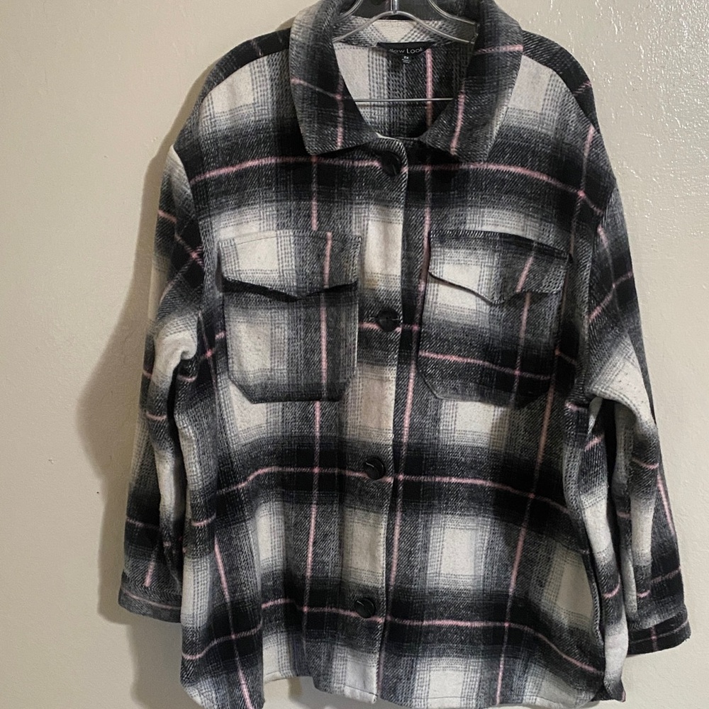 New Look Plaid Utility Jacket - Black, White, Pink